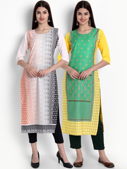 

Ethnic basket Pack of 2 Women Ethnic Motifs Printed Crepe Kurta, Multi