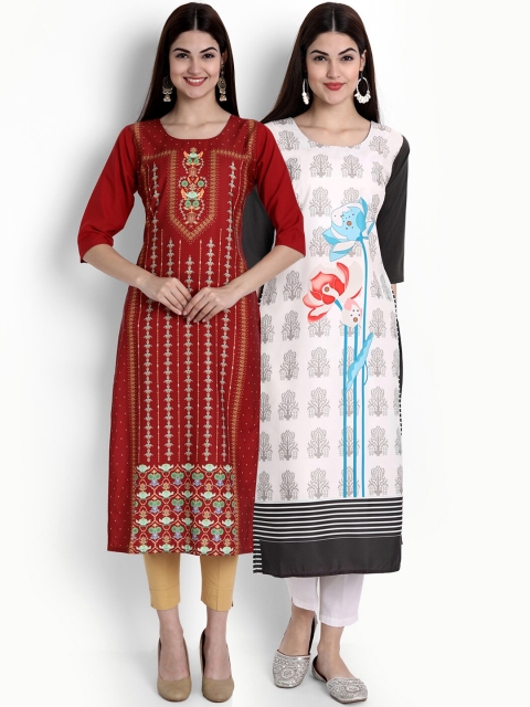 

Ethnic basket Women Multicoloured Ethnic Motifs Embroidered Thread Work Crepe Kurta, Multi