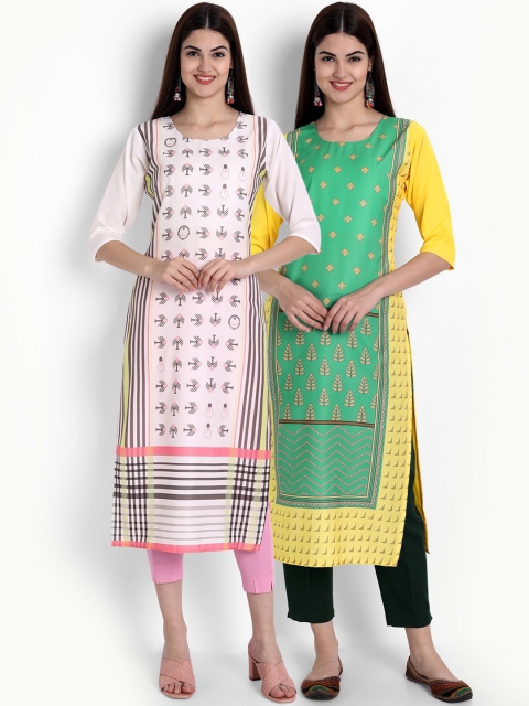 

Ethnic basket Women Multicoloured Set of Ethnic Motifs Printed Crepe Kurta, Multi