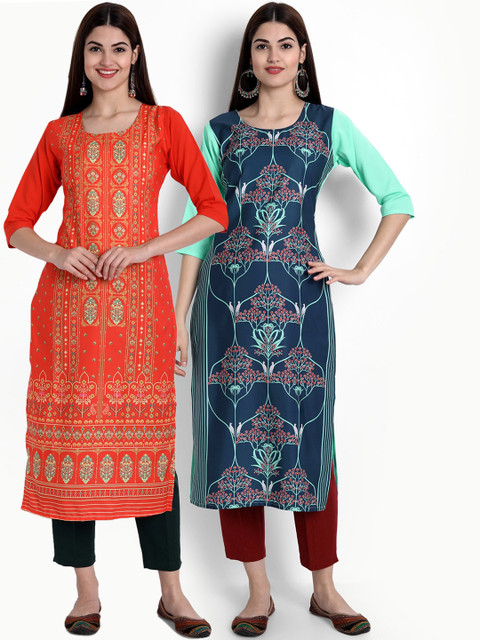 

Ethnic basket Women Multicoloured Ethnic Motifs Printed Crepe Kurta, Multi