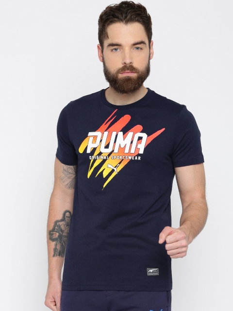 

Puma Men Navy Style Summer Graphic Print Round Neck DryCELL T-shirt, Navy blue