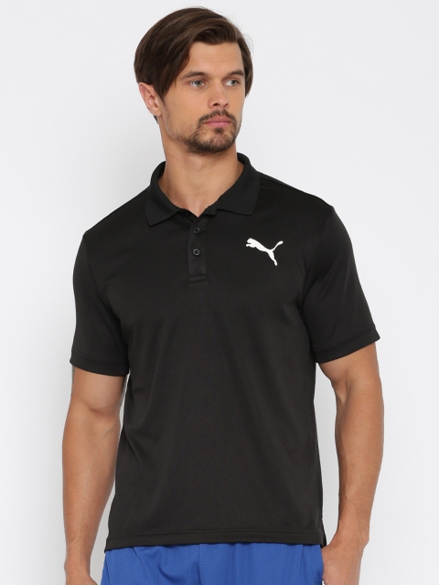 

Puma Men Black Active Solid Active Polo Collar T-shirt