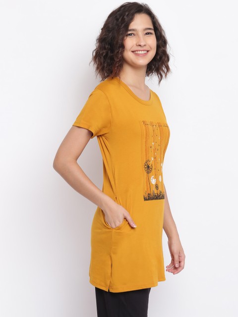 

Duchess Women Mustard & Black Printed Night suit