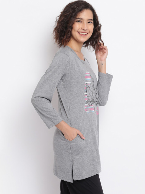 

Duchess Women Grey & Black Printed Night suit