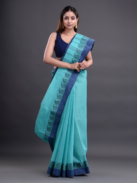 

Mitera Blue Woven Design Pure Cotton Taant Saree