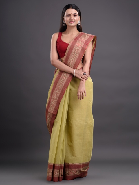 

Mitera Beige & Red Woven Design Pure Cotton Taant Saree