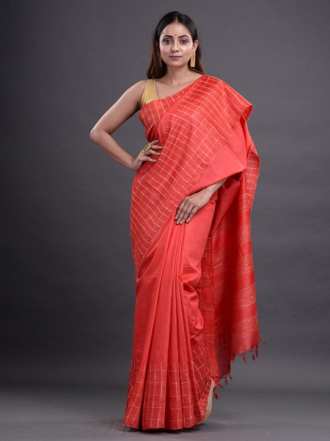 

Mitera Red & Beige Silk Cotton Bhagalpuri Saree