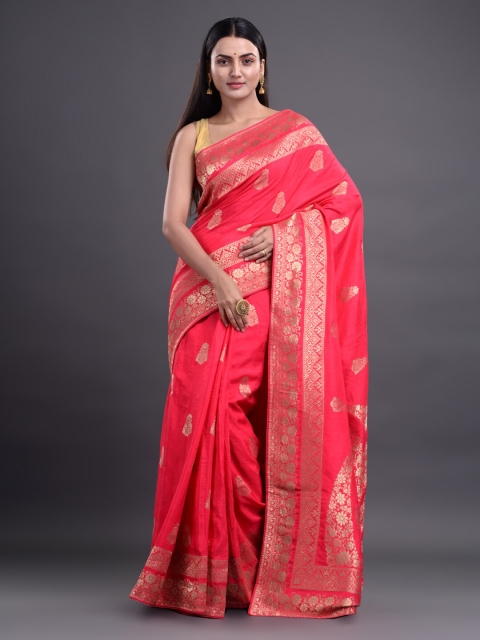 

Mitera Fuchsia & Golden Ethnic Motifs Zari Pure Silk Saree