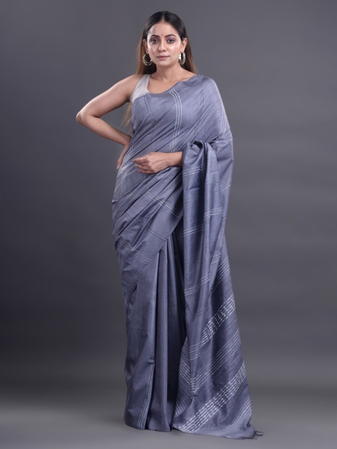 

Mitera Grey Striped Silk Cotton Bhagalpuri Saree