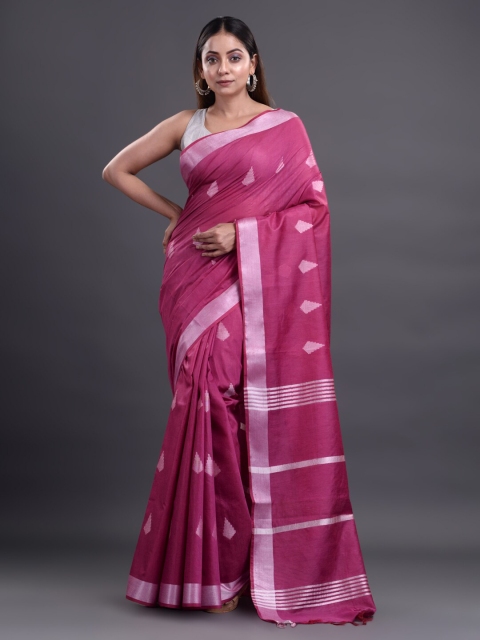 

Mitera Magenta Silk Cotton Bhagalpuri Saree