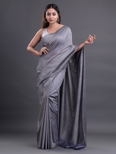 

Mitera Grey Striped Silk Cotton Bhagalpuri Saree