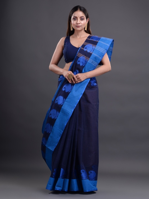 

Mitera Blue Woven Design Pure Cotton Taant Saree
