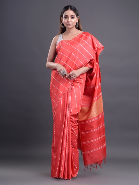 

Mitera Red Striped Silk Cotton Sarees