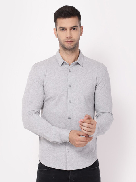

YOONOY Men White Relaxed Slim Fit Casual Shirt