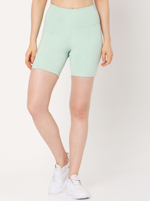 

Silvertraq Women Sea Green Slim Fit High-Rise Training or Gym Shorts
