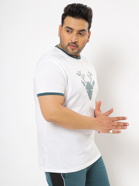 

Bewakoof Plus Men White Printed Cotton T-shirt
