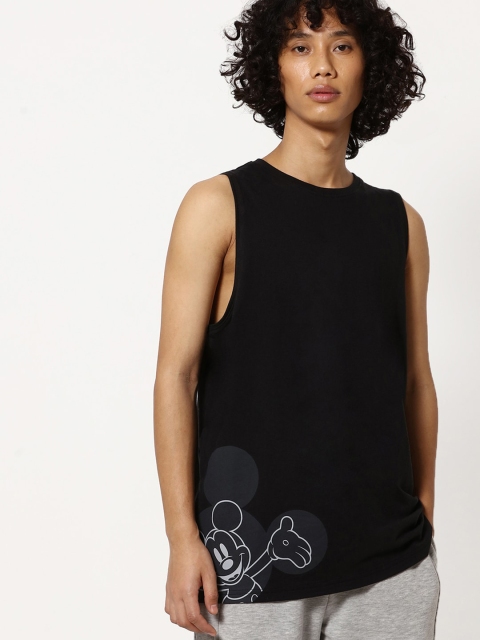 

Bewakoof Men Black Mickey Mouse Printed Cotton Lounge T-shirt