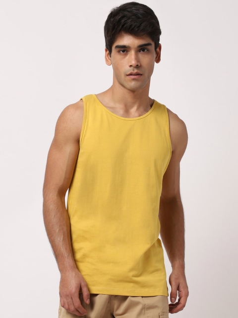 

Bewakoof Men Yellow Solid Pure Cotton Innerwear Vest