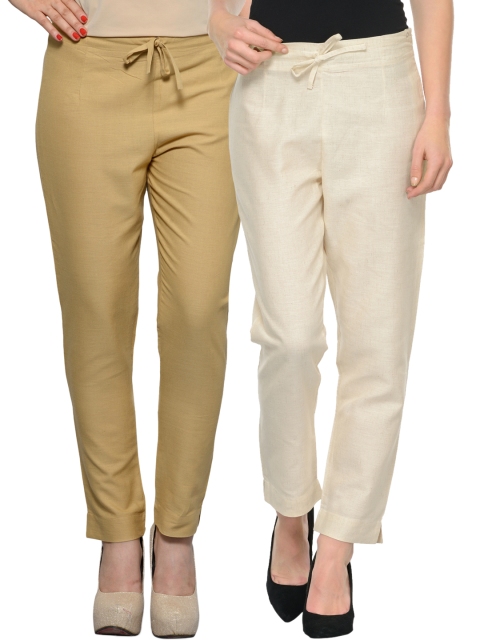 

Tulsattva Pack of 2 Tapered Fit Trousers, Off white