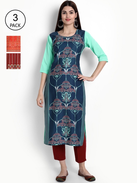 

Ethnic basket Women Multicoloured Printed Crepe Kurta, Multi