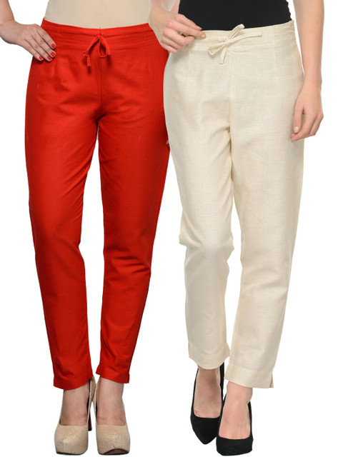 

Tulsattva Pack of 2 Tapered Fit Trousers, Off white