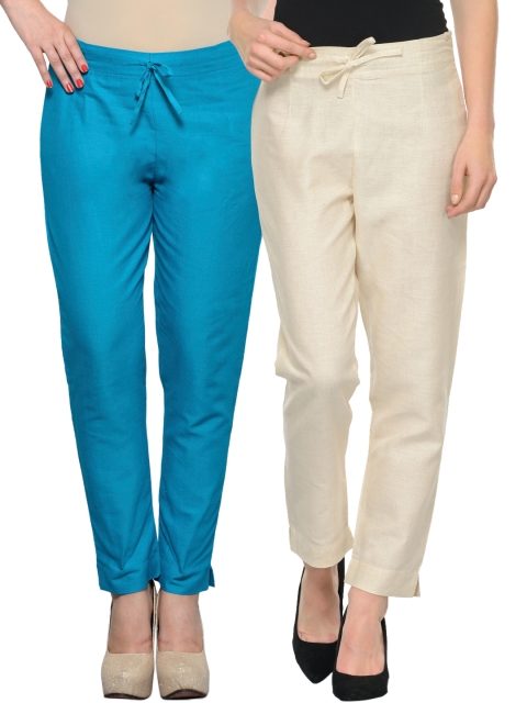 

Tulsattva Pack of 2 Tapered Fit Trousers, Off white