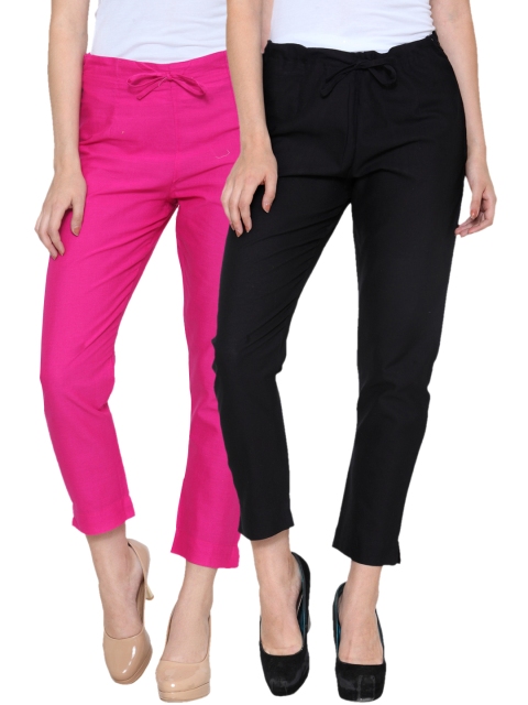 

Tulsattva Pack of 2 Tapered Fit Trousers, Pink