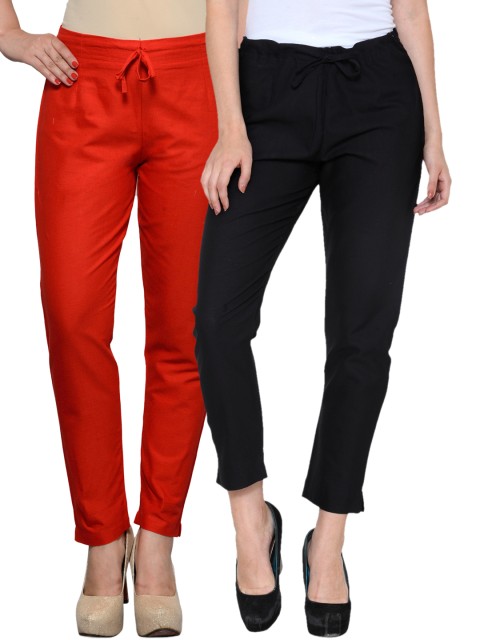 

Tulsattva Pack of 2 Tapered Fit Trousers, Red