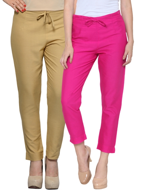 

Tulsattva Pack of 2 Tapered Fit Trousers, Pink