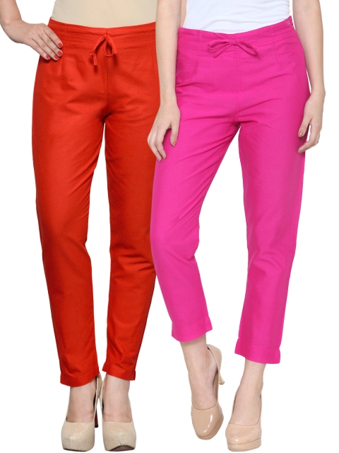 

Tulsattva Pack of 2 Tapered Fit Trousers, Red