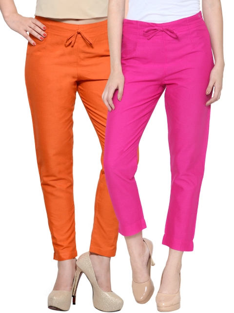 

Tulsattva Pack of 2 Tapered Fit Trousers, Pink