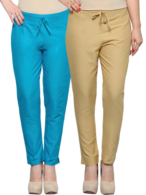 

Tulsattva Pack of 2 Tapered Fit Trousers, Beige
