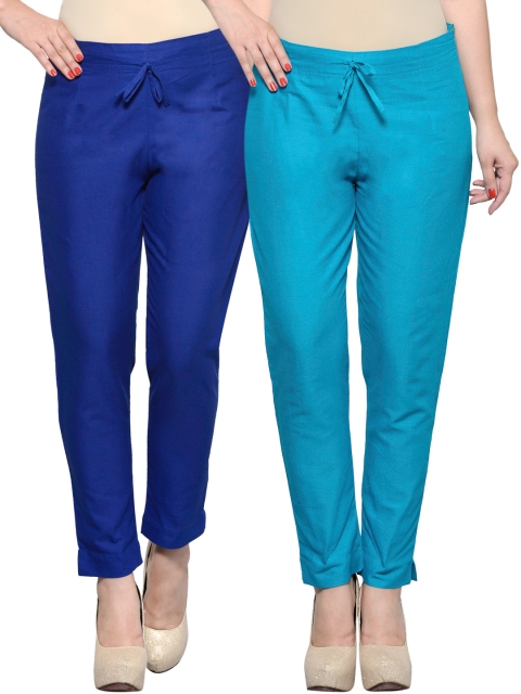 

Tulsattva Pack of 2 Blue Tapered Fit Trousers