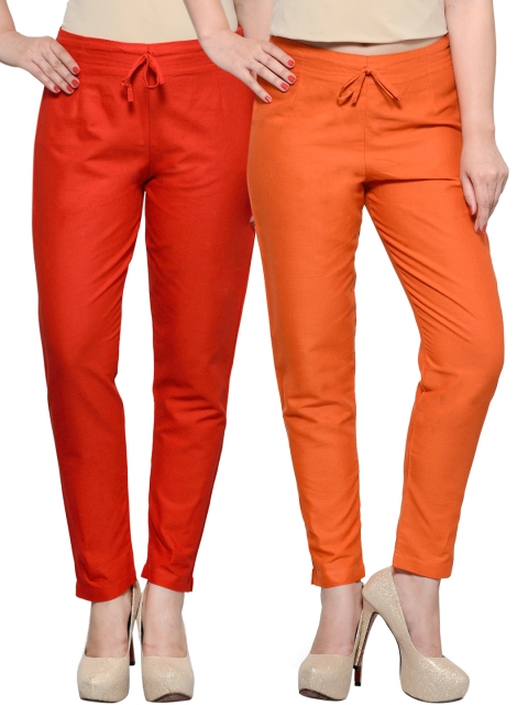 

Tulsattva Pack of 2 Tapered Fit Trousers, Red
