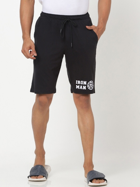 

Bewakoof Men Black Solid Lounge Shorts