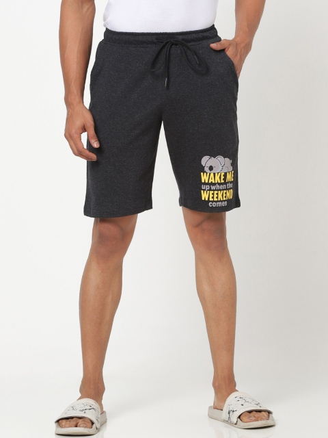 

Bewakoof Men Black Solid Lounge Shorts