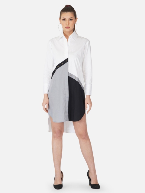 

Anysa White Striped Shirt Dress