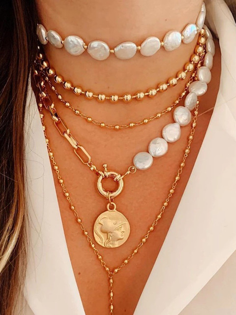 

WHITE LIES Women Gold-Toned & White Choker Necklace