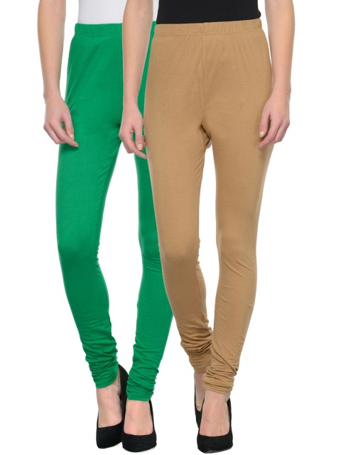 

Tulsattva Pack of 2 Churidar leggings, Green