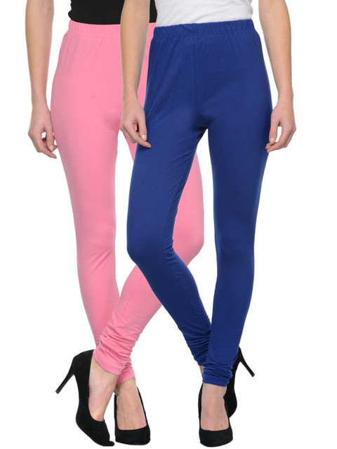 

Tulsattva Women Pack Of 2 Churidar Leggings, Blue
