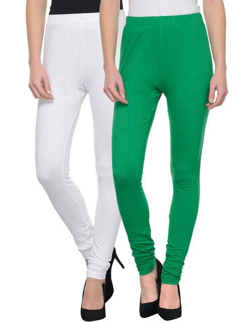 

Tulsattva Pack of 2 Churidar leggings, Green