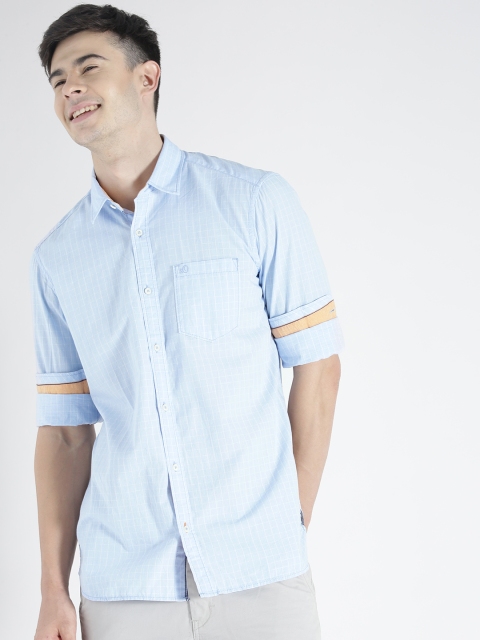 

s.Oliver Men Blue Self-Checked Casual Shirt