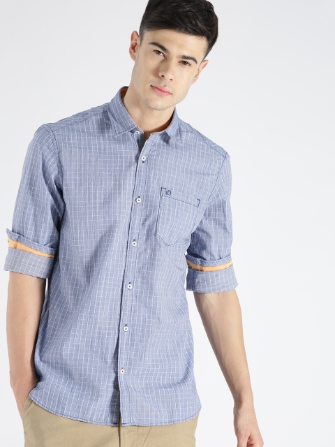 

s.Oliver Men Blue Checked Casual Shirt