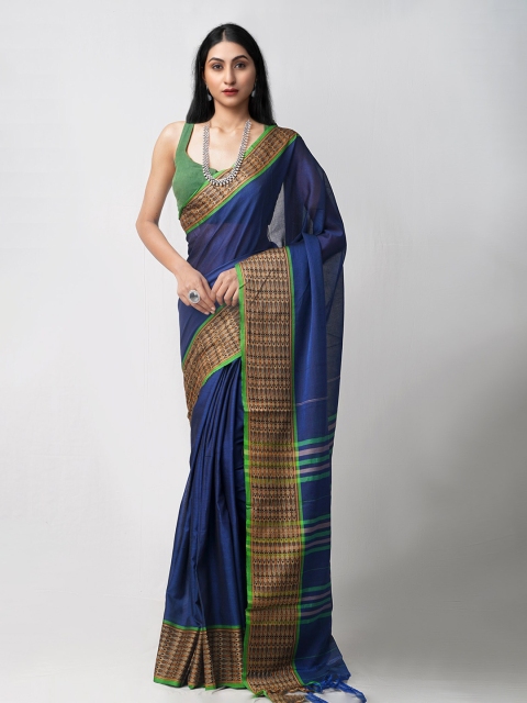 

Unnati Silks Blue & Green Pure Cotton Narayan Peth Saree