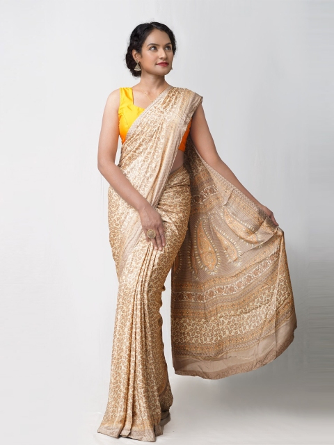 

Unnati Silks Cream-Coloured Ethnic Motifs Patola Saree