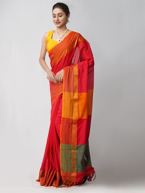

Unnati Silks Red & Yellow Pure Handloom Sustainable Cotton Narayan Peth Saree