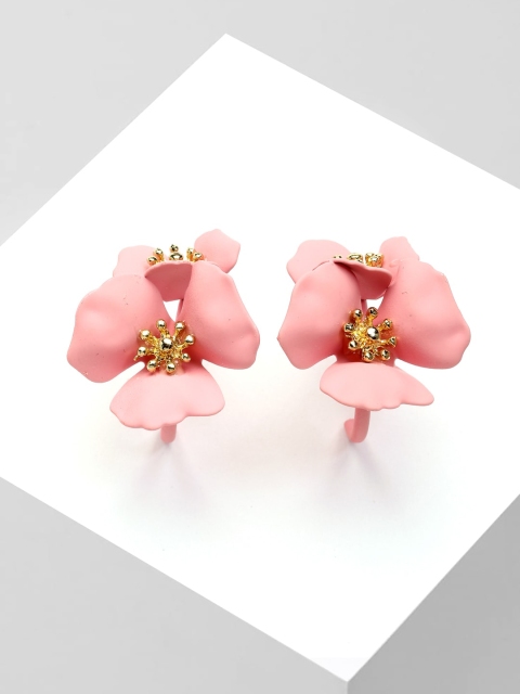 

AVANT-GARDE PARIS Pink & Gold-Plated Floral Studs Earrings