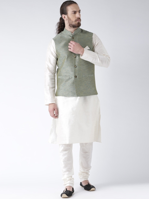 

DEYANN Men Green Dupion Silk Kurta with Pyjamas