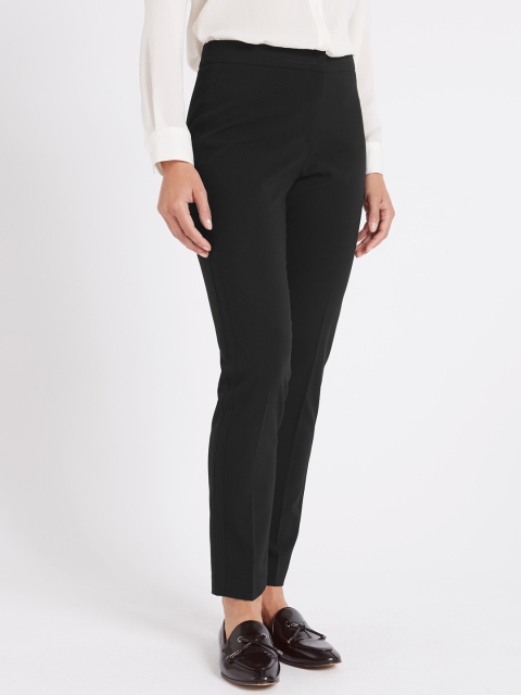 

Marks & Spencer Women Black Solid Regular Fit Trousers