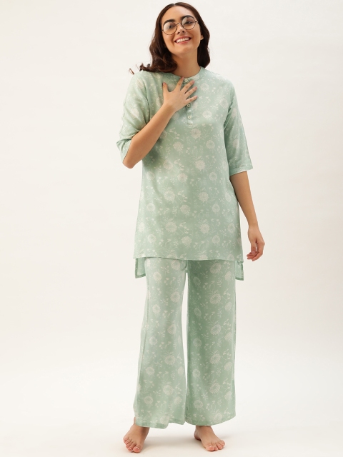 

Clt.s Women Sea Green Floral Print Palazzo Set